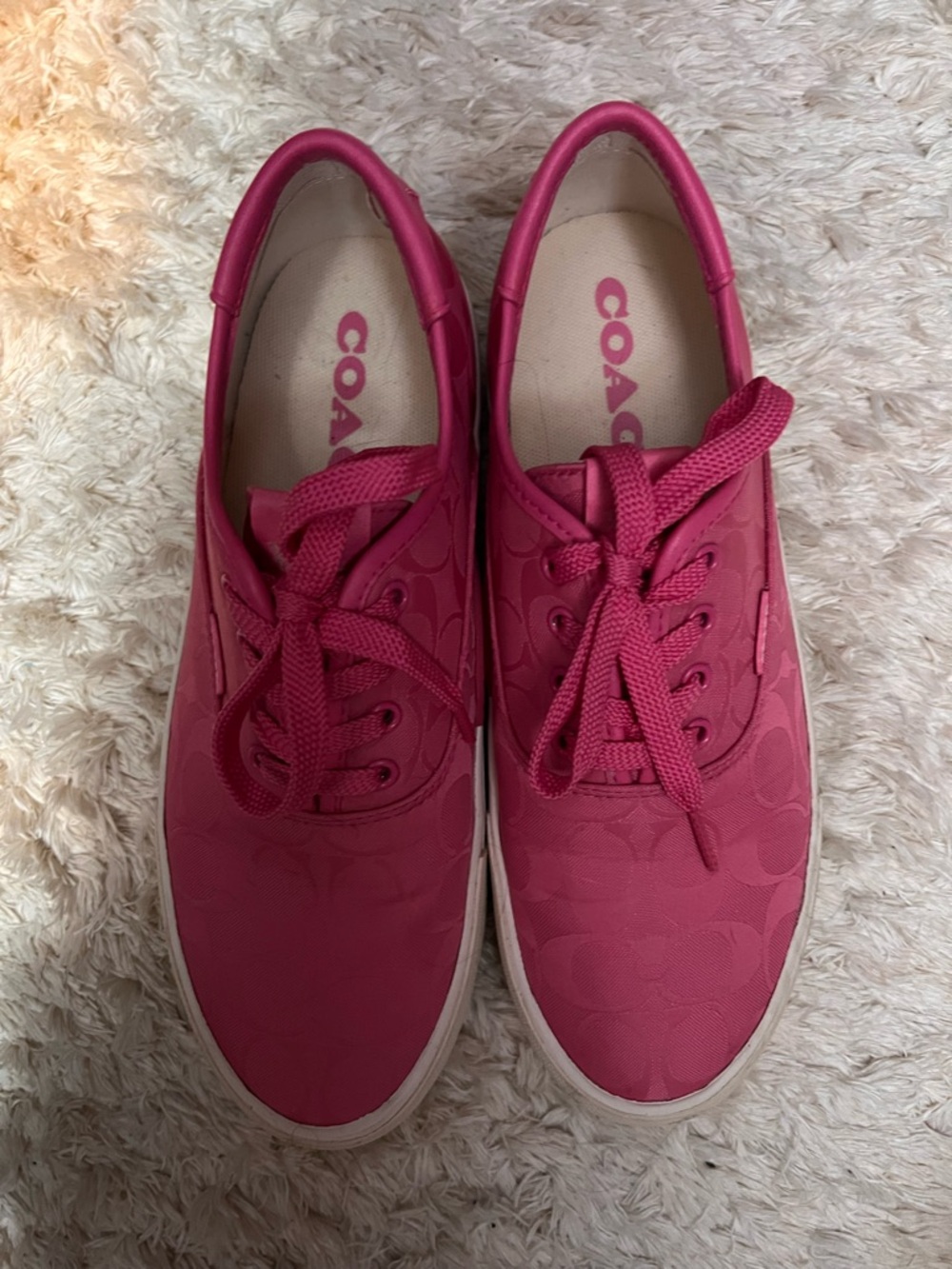 Coach Pink Signature Low-Top Sneakers, 8B - Picture 3 of 6